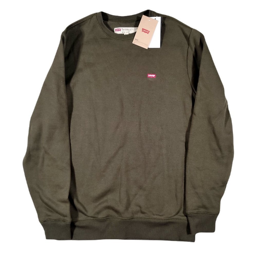 Levis Bailey Logo Sweatshirt Mens Small Olive Night Green Crewneck